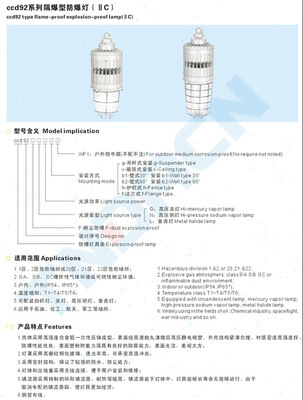 【ccd91(92)系列隔爆型防爆燈(IIC)】價格,廠家,圖片,其他安檢防爆器材,浙江騰達防爆電氣-