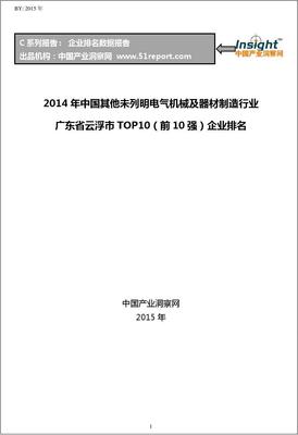 2014年中國其他未列明電氣機械及器材制造行業廣東省云浮市TOP10企業排名